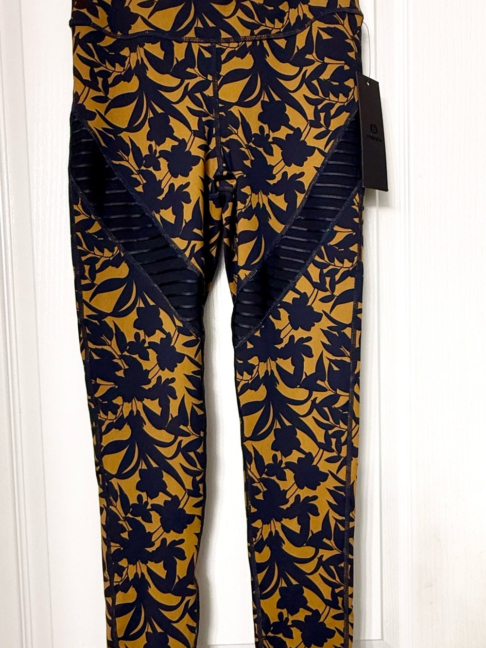 Mono B Navy and Mustard Floral Active Leggings